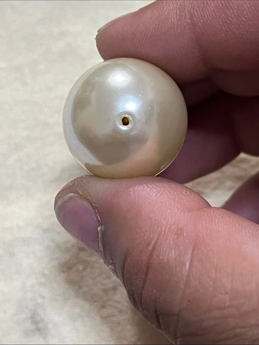 Vintage Gold Pearl Drop Pendant - Cream